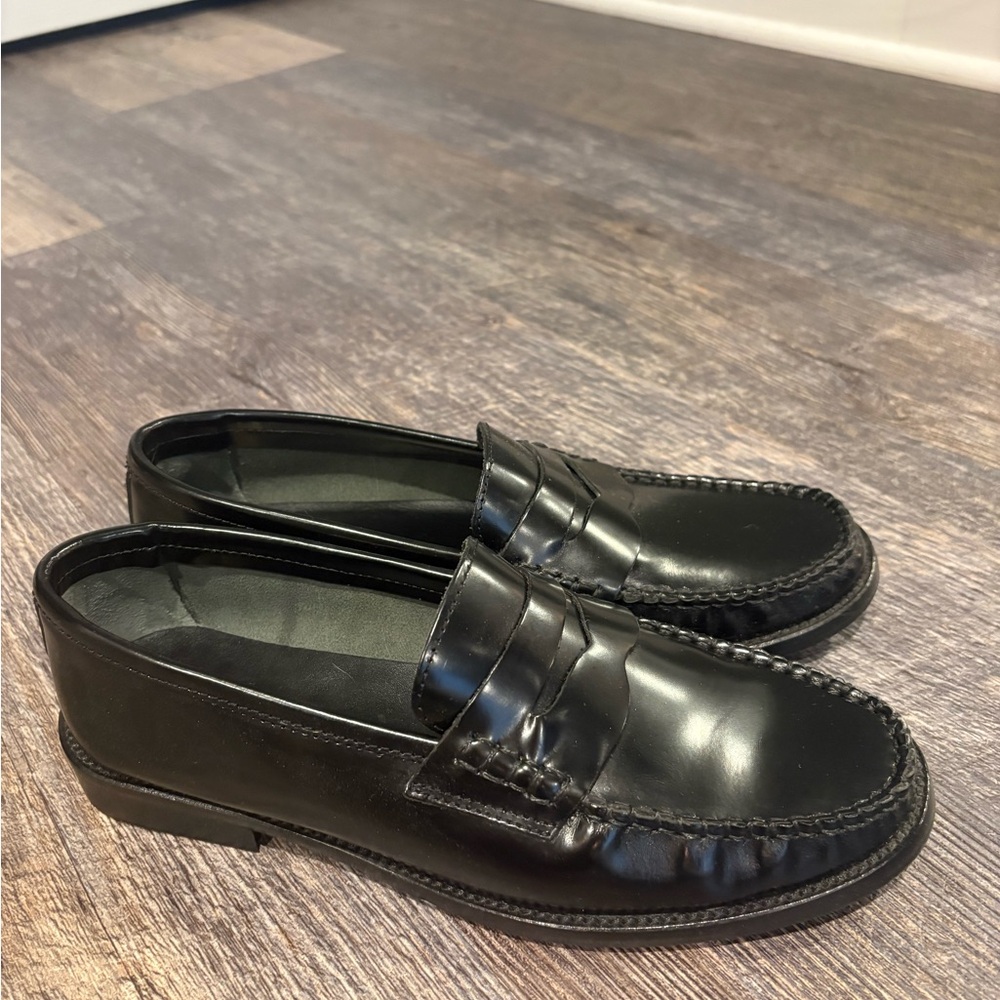 Mango Sleek Black Leather Loafers